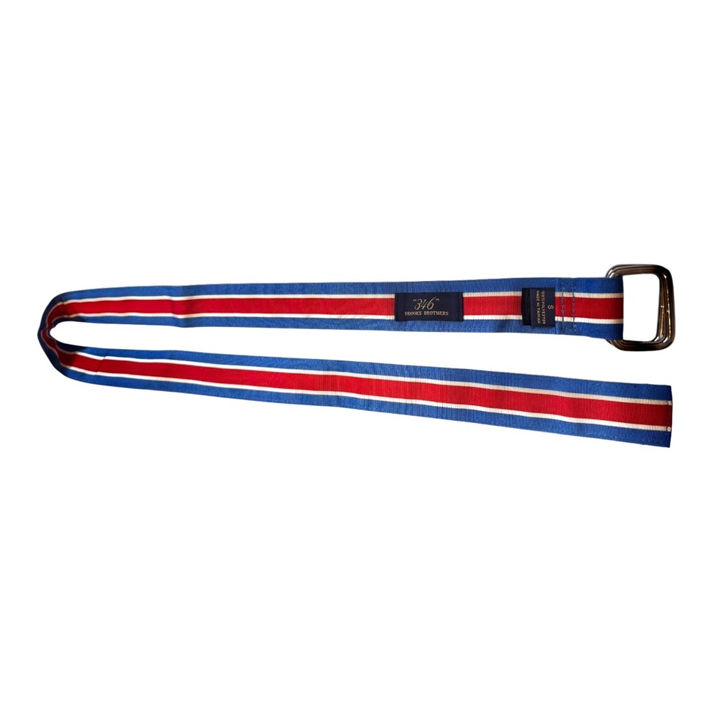 Brooks Brothers Classic Striped Ribbon Belt in Red, White and Blue, Menโs Small - Picture 7 of 8